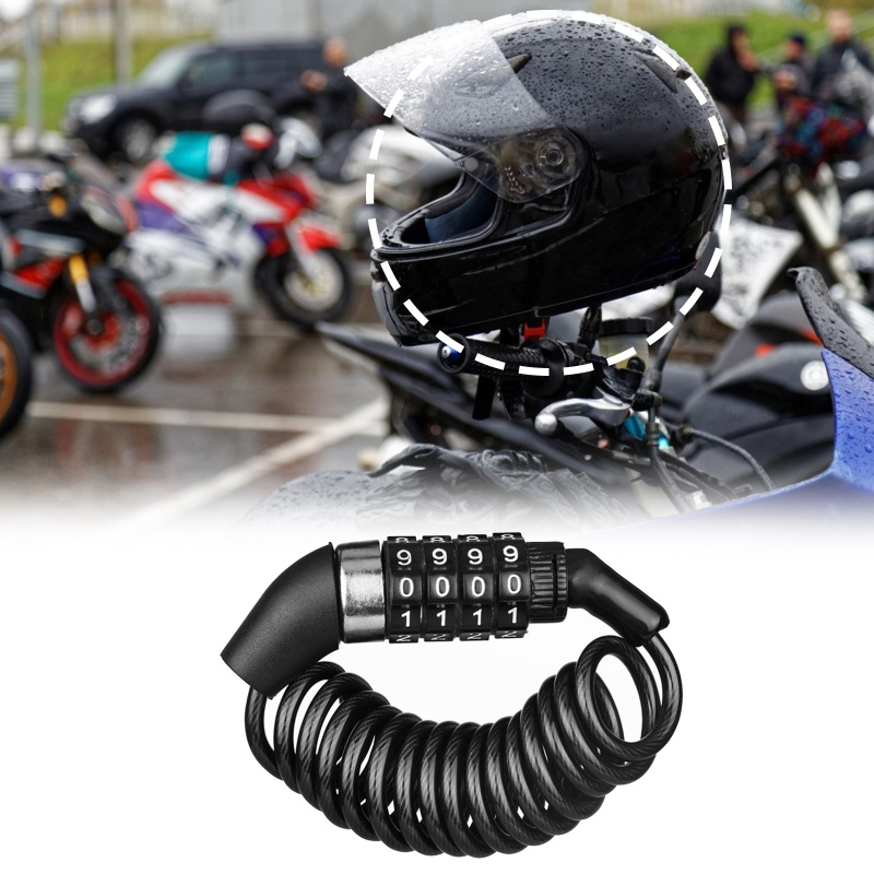 Chain Lock Combination - D1 สายล็อคกันขโมยสำหรับมอเตอร์ไซค์และจักรยาน พร้อมรหัสผ่าน 4 หลัก ล็อคหมวกกันน็อคแบบพกพา