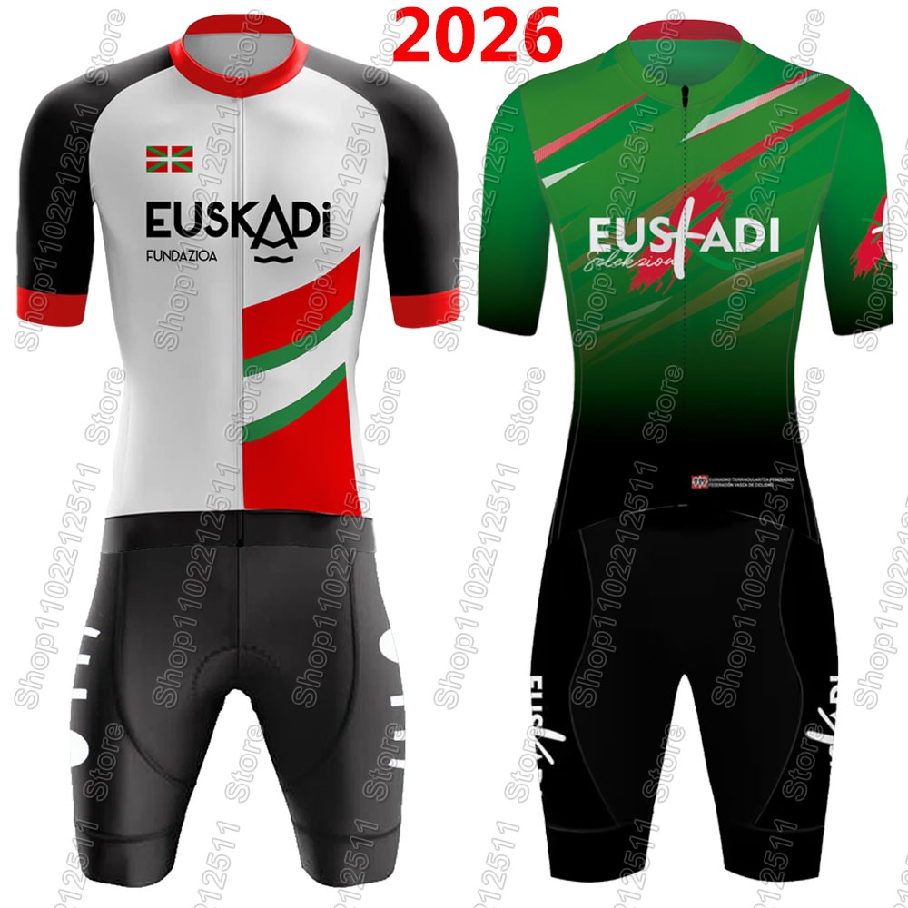 Cycling Commuter Shorts - ชุดเสื้อเจอร์ซีย์ปั่นจักรยานทีม Euskadi 2026 ชุดฤดูร้อนสเปน ชุดปั่นจักรยานเสือหมอบ เสื้อจักรยาน