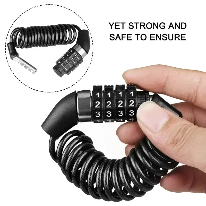 Chain Lock Combination - โซ่กันขโมยสำหรับรถจักรยานยนต์และจักรยาน พร้อมรหัสผ่าน 4 หลัก ใช้ล็อคหมวกกันน็อค สายเคเบิลแบบพกพา