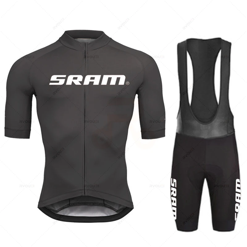 Cycling Commuter Shorts - 2024 Sram Proชุดขี่จักรยานJerseyกางเกงขาสั้นจักรยานแขนสั้นBicicletaเสื้อผ้าจักรยานMaillot Ciclismo Hombreสีดําชุด