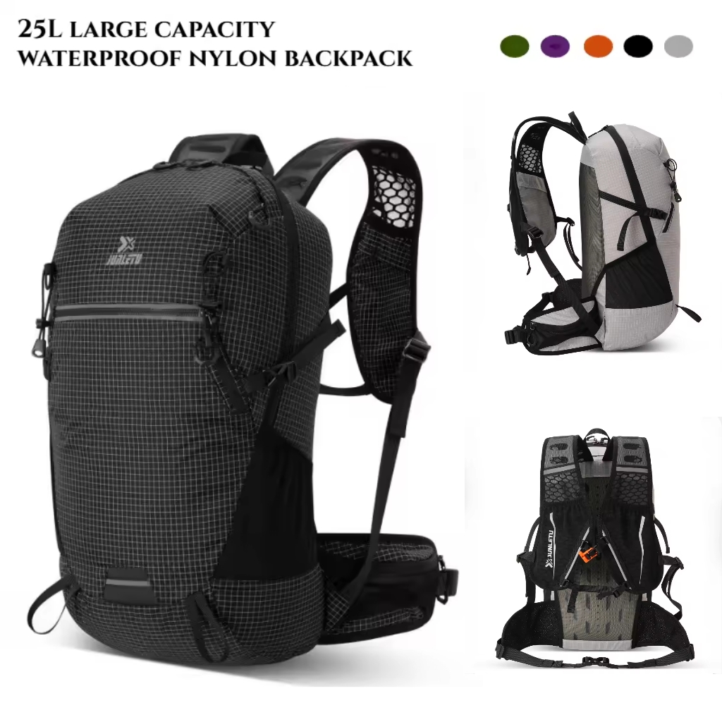 Cycling Commuter Backpack - กระเป๋าเป้สะพายหลังเดินป่ากลางแจ้งขนาด 25 ลิตร กระเป๋ากีฬาความจุขนาดใหญ่ กระเป๋าเป้สะพายหลังไนลอนกันน้ำ ทนทานต่อการสึกหรอ