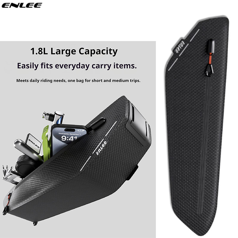 Waterproof Cycling Commute - กระเป๋าติดท่อบนจักรยาน ENLEE กระเป๋าสามเหลี่ยมสำหรับเดินทาง กระเป๋าใส่เครื่องมือสำหรับจักรยานเสือหมอบ กระเป๋าติดคานขวางกันน้ำ อุปกรณ์ปั่นจักรยาน